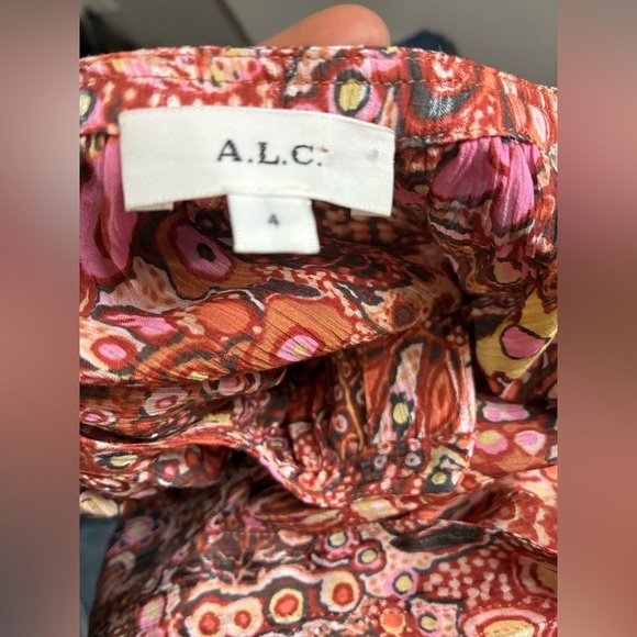 A.L.C Julianna Silk Short-sleeve Top In Sorbet Multi Size 4 - Picture 10 of 11